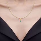 Emerald Skull Pendant 0.6 Carats Gold Plated Silver