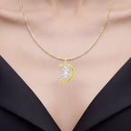 Peridot Witch Pendant With White Topaz 1.02 Carats Gold Plated Silver