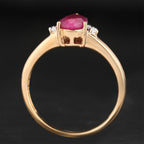 Natural Ruby Ring With Diamonds 1.19 Carats 9K Yellow Gold