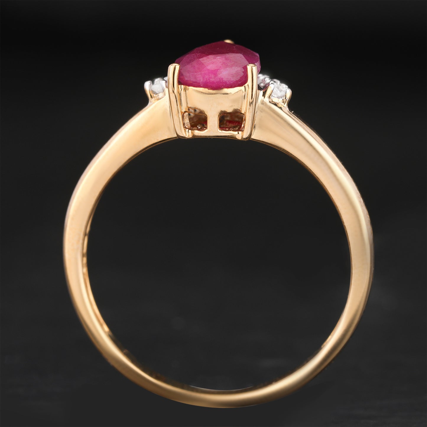 Natural Ruby Ring With Diamonds 1.19 Carats 9K Yellow Gold