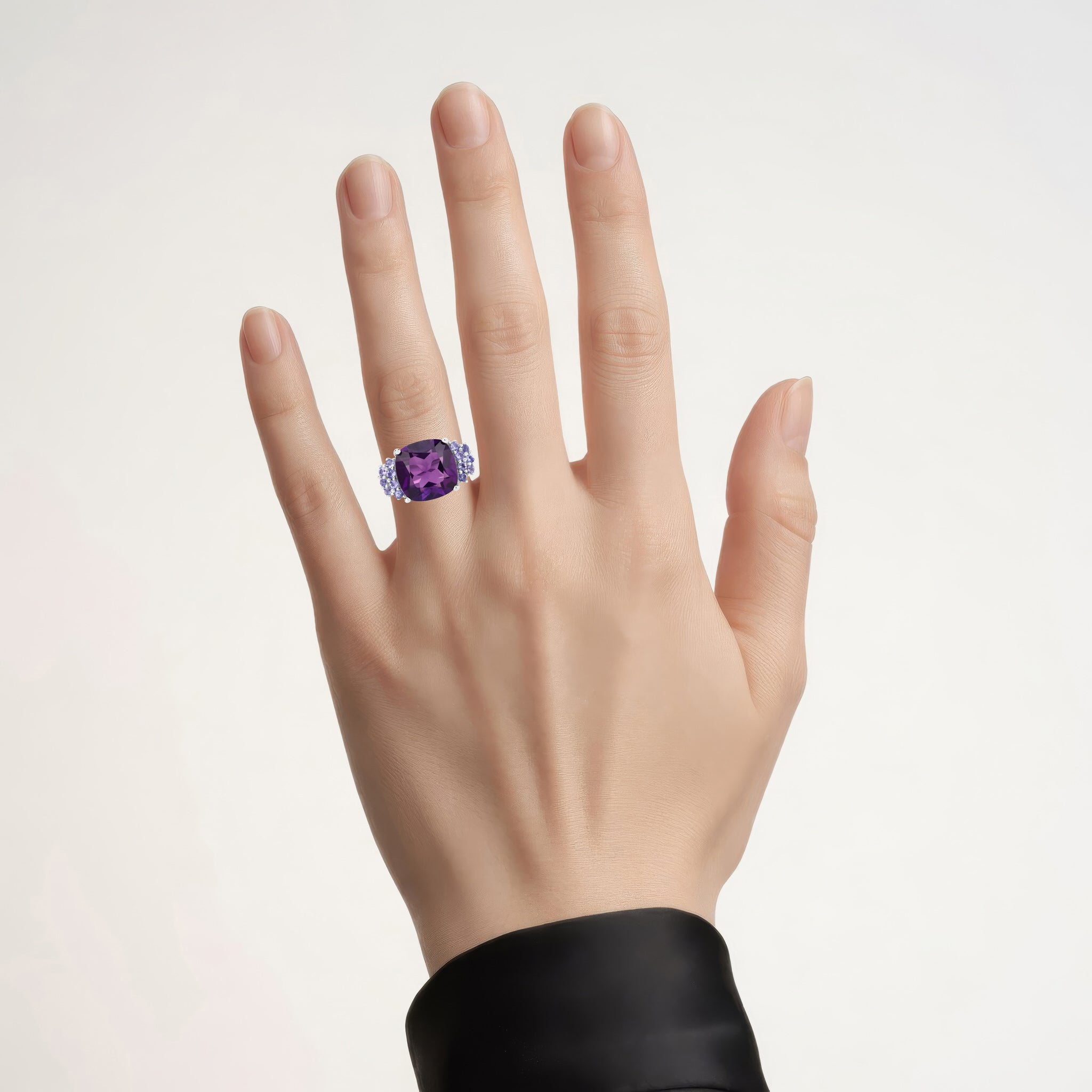 Amethyst Ring With Tanzanite 6.32 Carats Sterling Silver