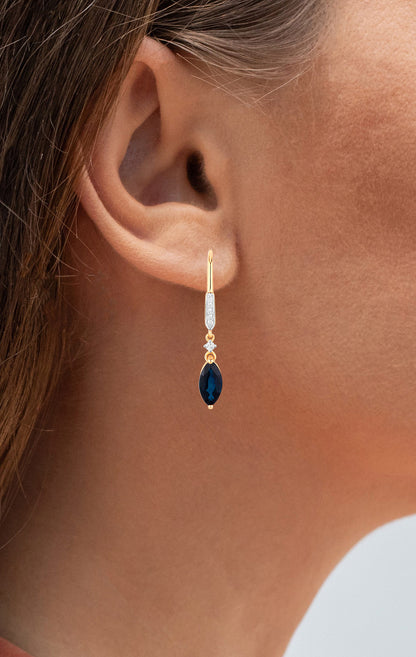 Blue Sapphire Earrings Diamonds 2.7 Carats 14K Yellow Gold