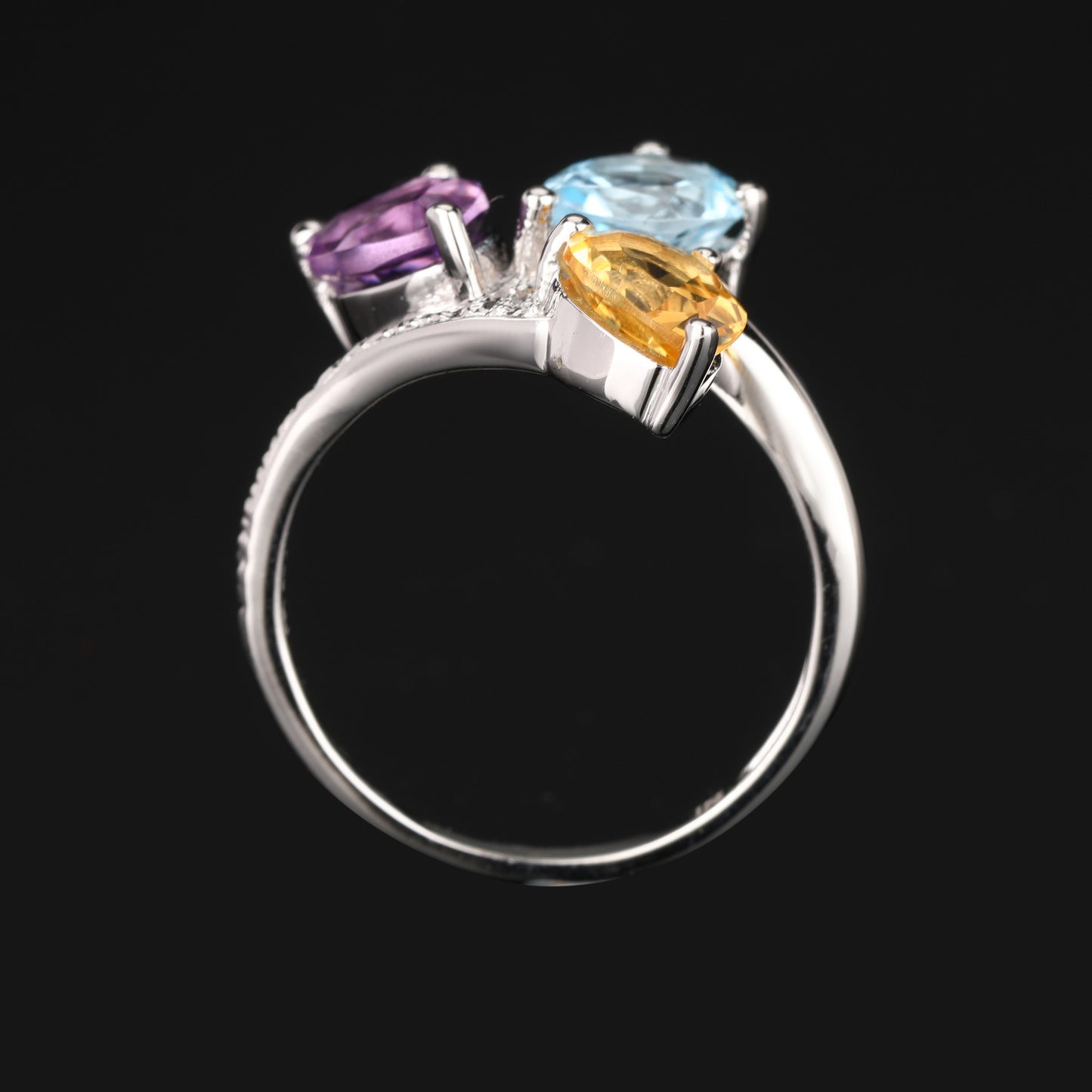 Amethyst Ring With Blue Topaz 2.95 Carats Sterling Silver