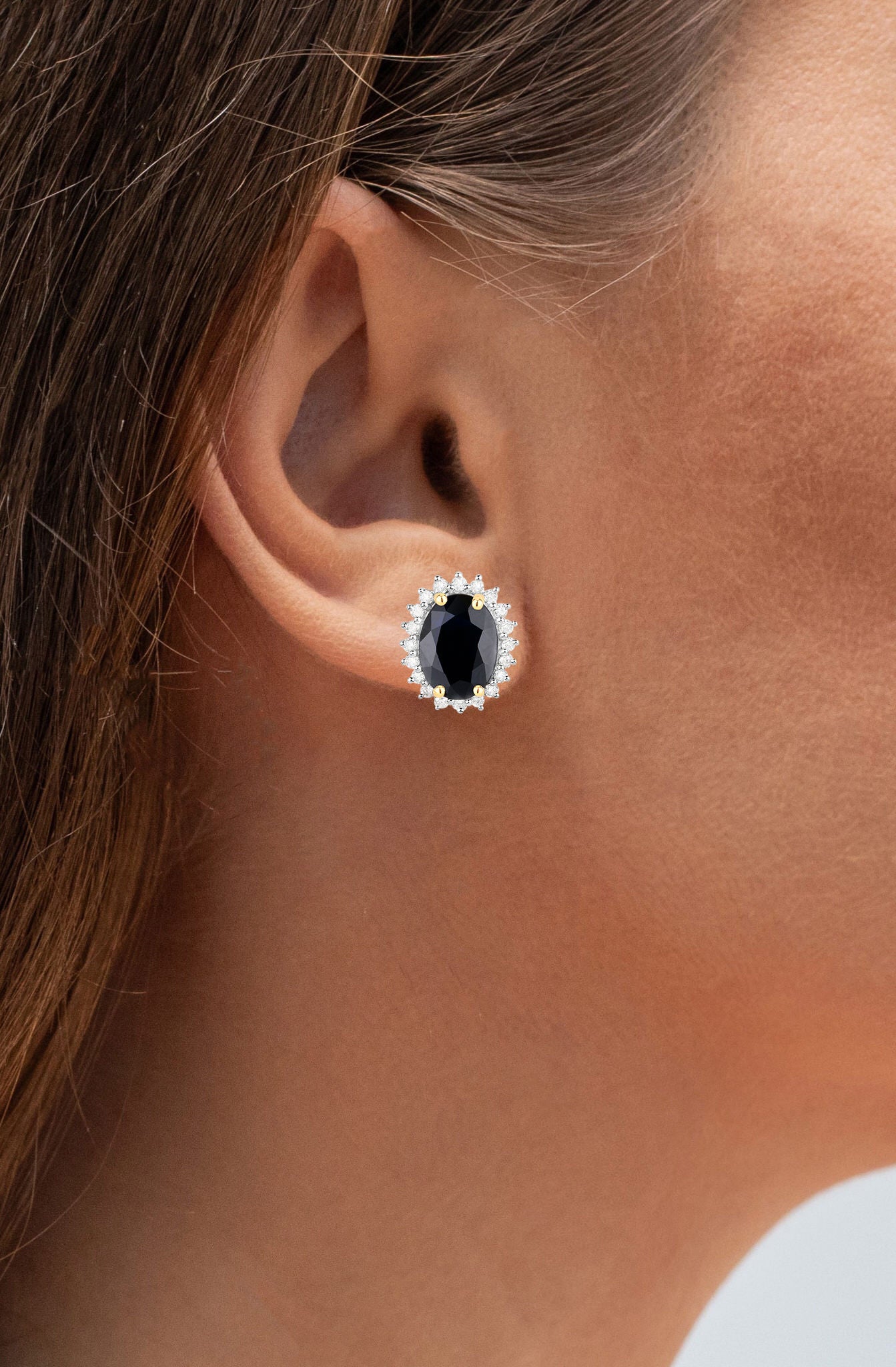 Deep Blue Sapphire Earrings Diamonds 3.3 Carats 14K Yellow Gold