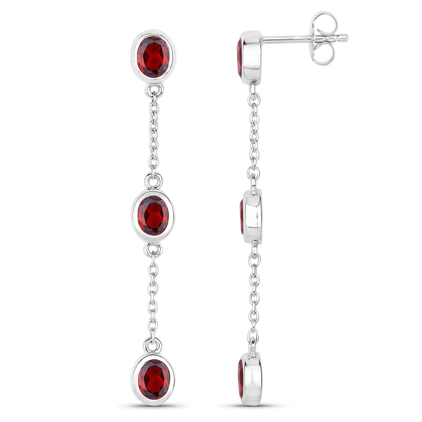 Garnet Earrings 2.68 Carats Sterling Silver