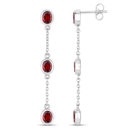 Garnet Earrings 2.68 Carats Sterling Silver