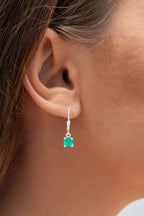Natural Emerald Earrings 0.9 Carats Sterling Silver