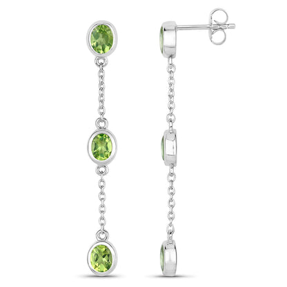 Peridot Earrings 2.08 Carats Sterling Silver