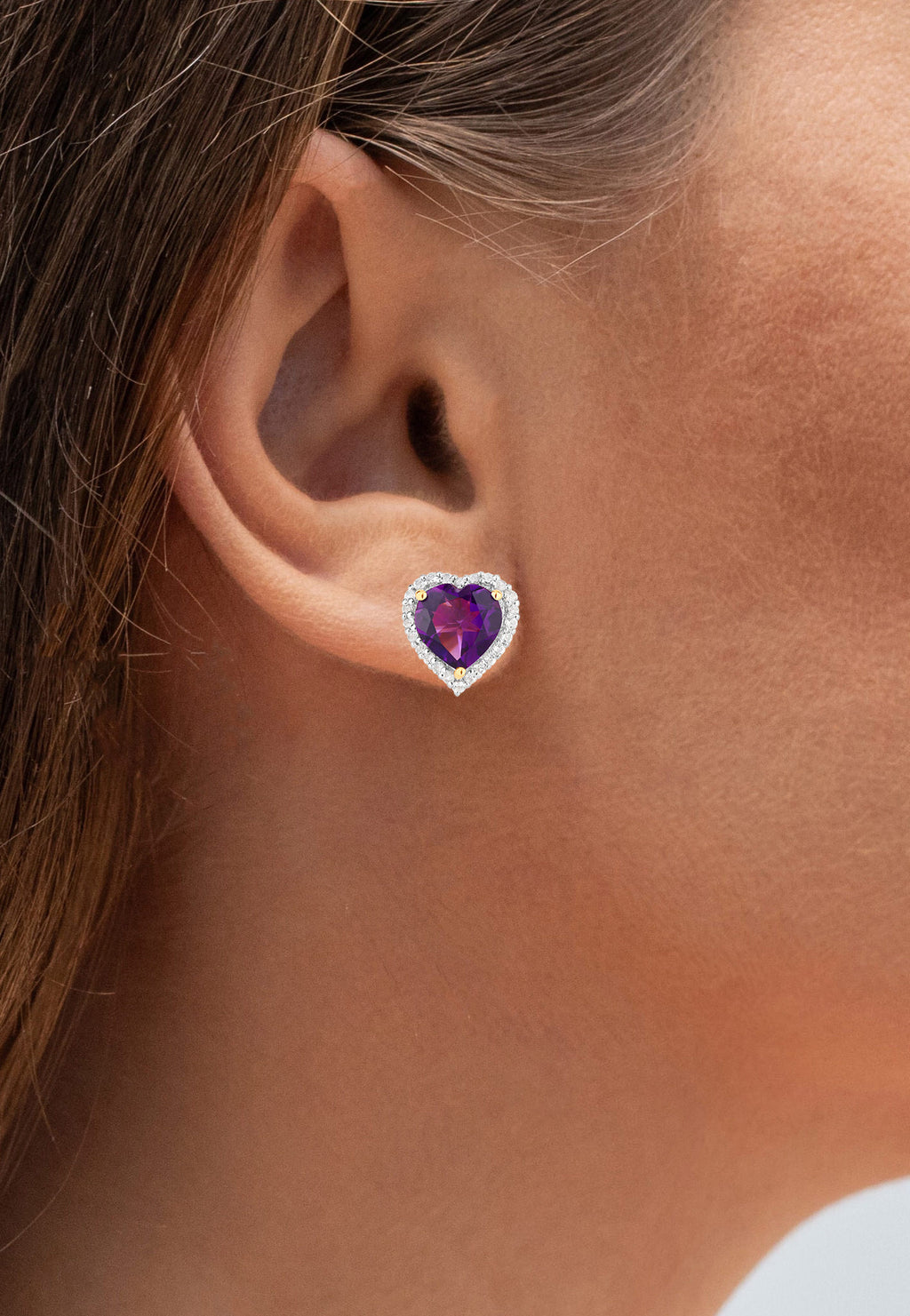 Amethyst Earrings White Topaz 3.46 Carats 18K Yellow Gold Plated Silver