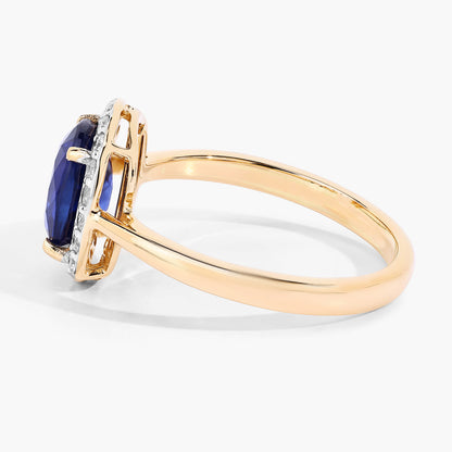 Blue Sapphire Ring With Diamonds 2.48 Carats 18K Yellow Gold