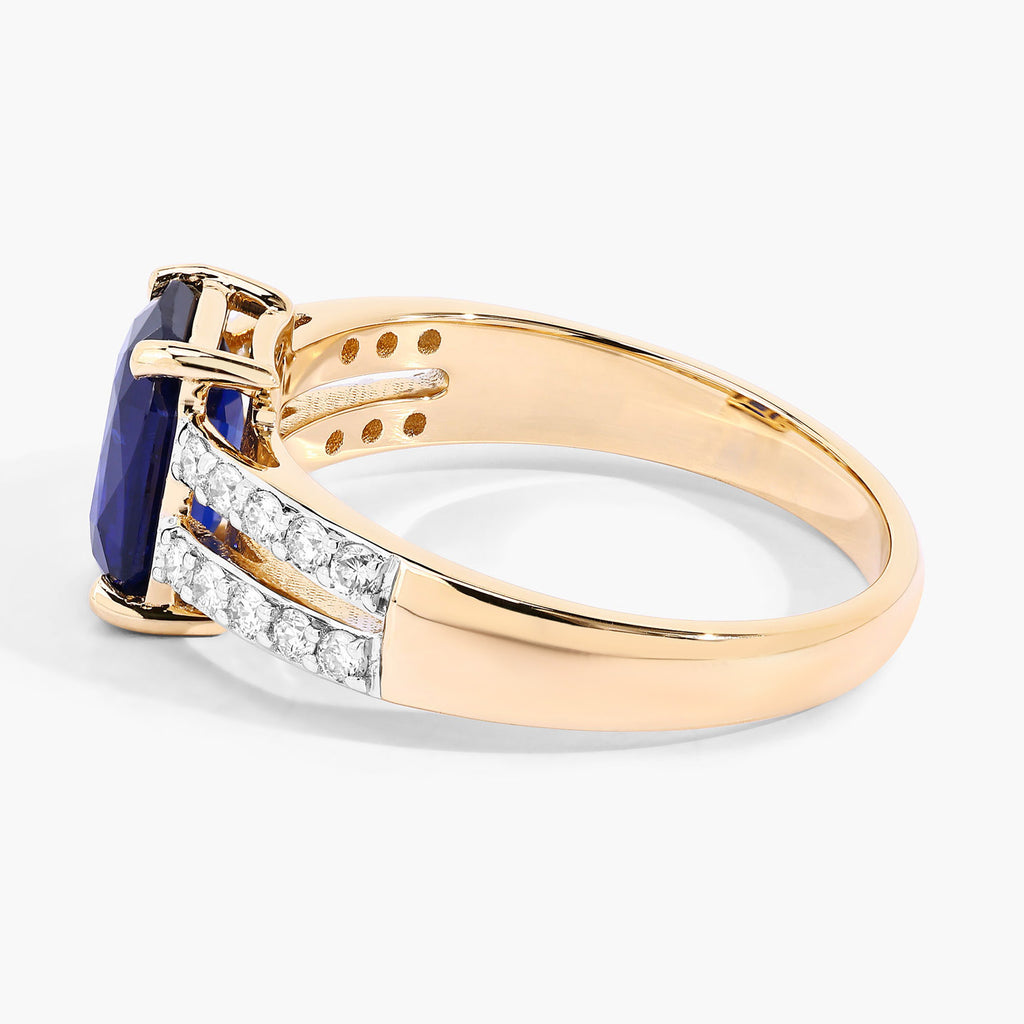 Blue Sapphire Ring With Diamonds 2.38 Carats 18K Yellow Gold
