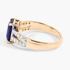 Blue Sapphire Ring With Diamonds 2.38 Carats 18K Yellow Gold
