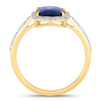 Blue Sapphire Ring With Diamonds 2.12 Carats 18K Yellow Gold