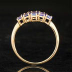 Natural Tanzanite Cluster Ring 0.9 Carats 9K Yellow Gold