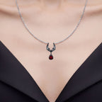 Garnet Bat Necklace 2.44 Carats Sterling Silver