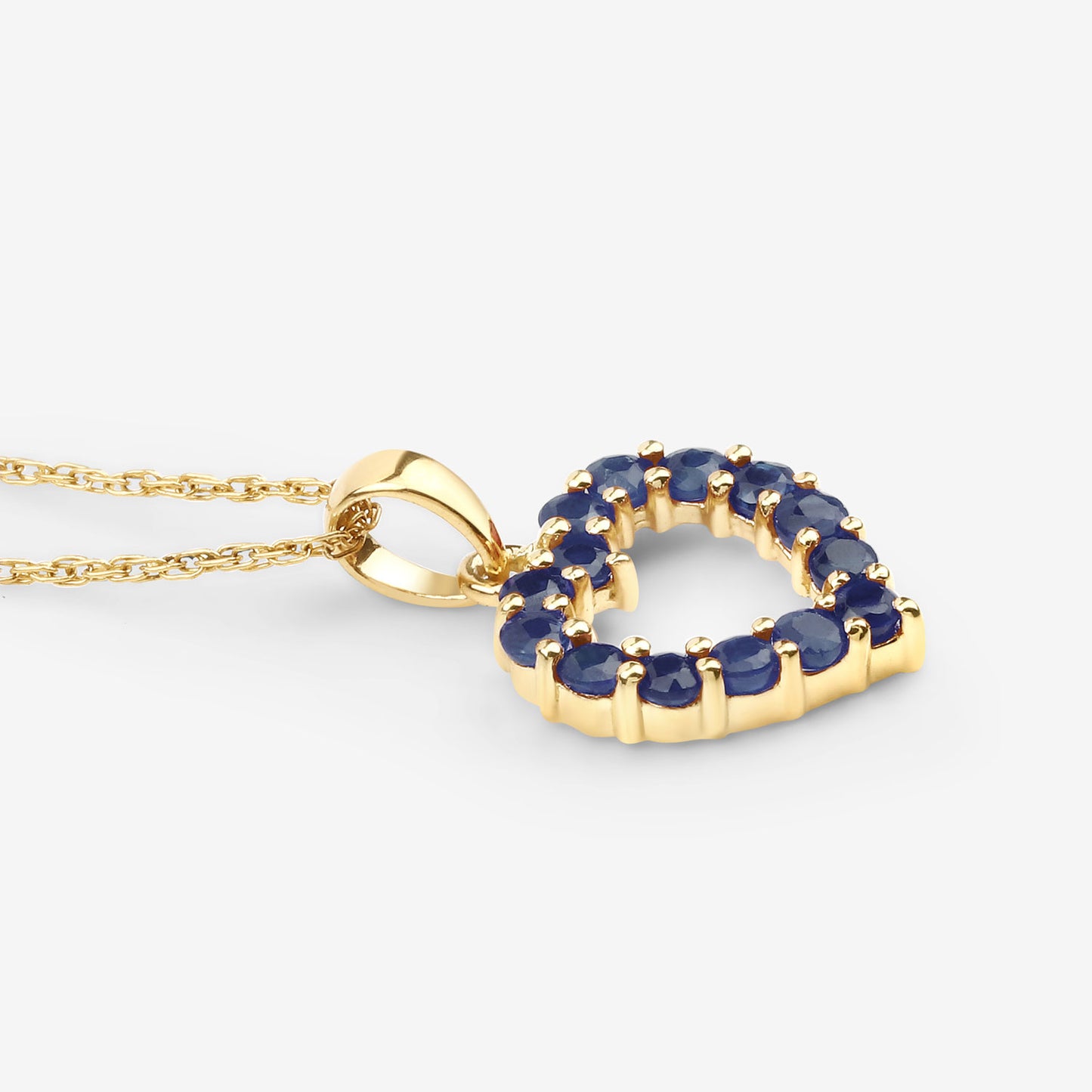 Natural Sapphire Heart Pendant 0.62 Carats 10K Yellow Gold