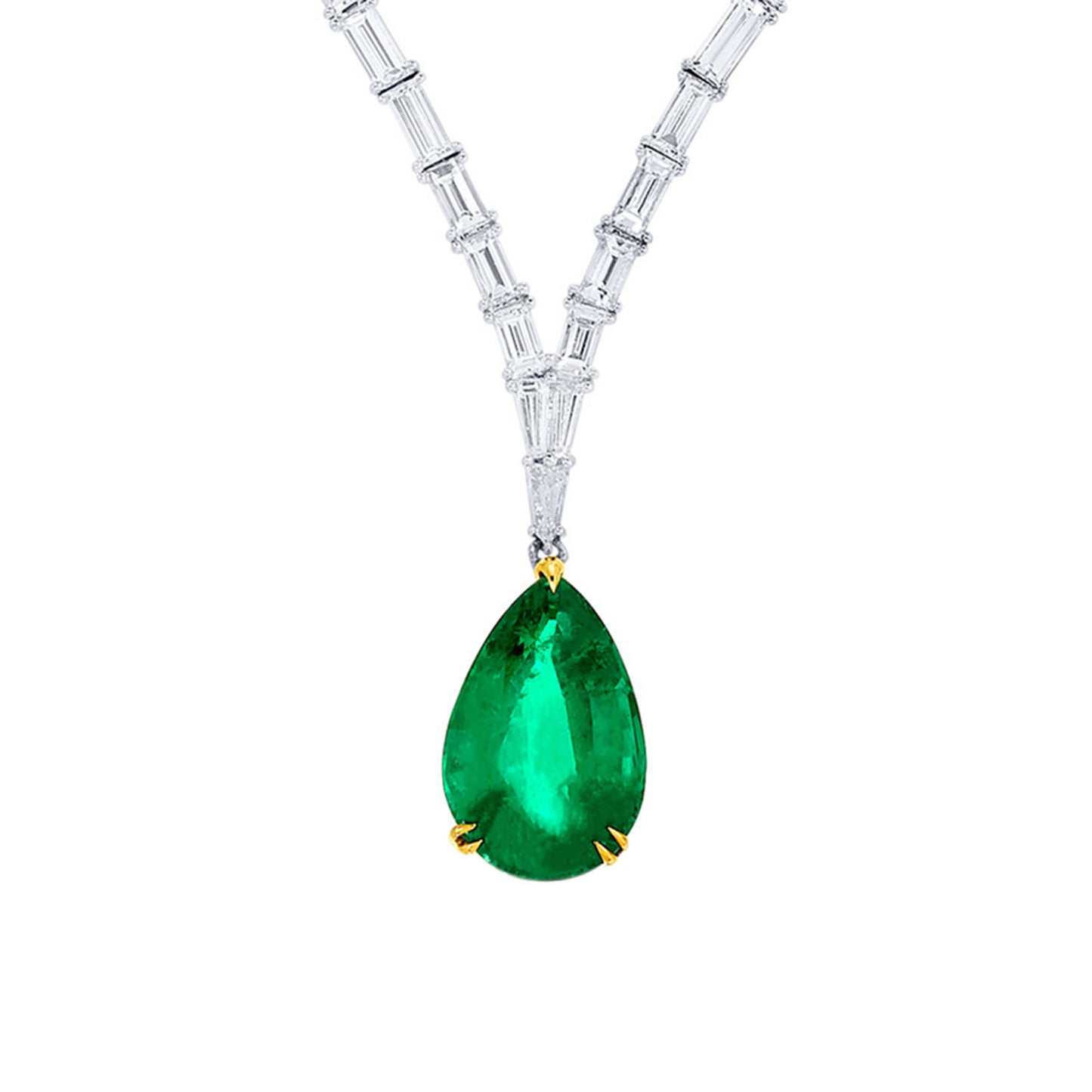 GIA Certified 7 Carat Colombian Emerald Pendant 16.6 Carats Diamond Necklace 18K