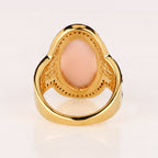 Natural Pink Opal Ring With Black Spinel 9.67 Carats Gold Plated Silver