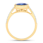 Blue Sapphire Ring With Diamonds 2.42 Carats 18K Yellow Gold
