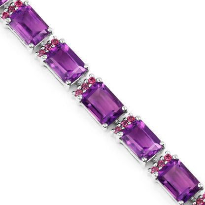 Amethyst Bracelet Rhodolite Garnet 21.8 Carats Sterling Silver