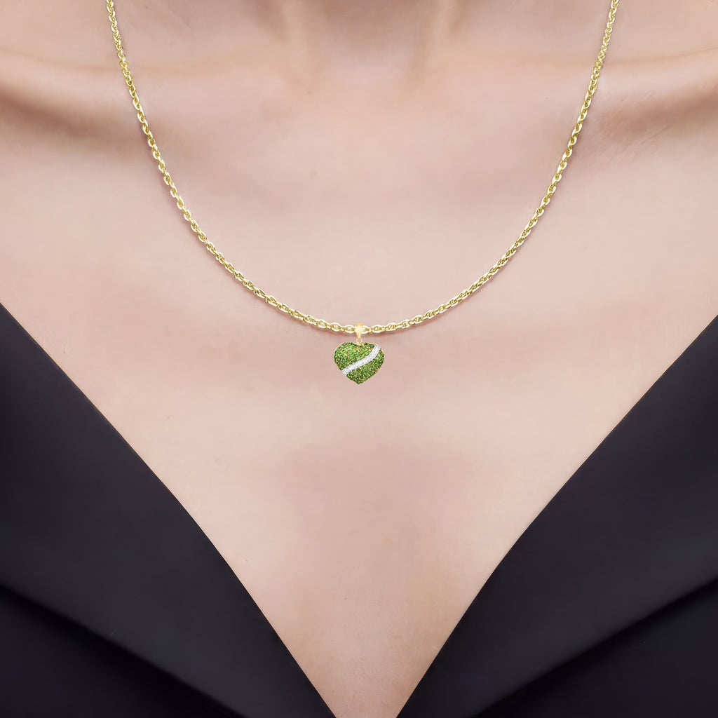 Chrome Diopside Pendant With White Topaz 4.42 Carats Gold Plated Silver