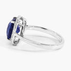 Blue Sapphire Ring With Diamonds 3.4 Carats 18K White Gold