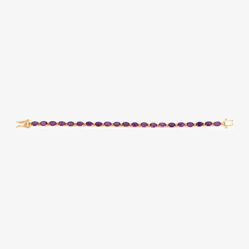 Amethyst Tennis Bracelet 7.96 Carats Gold Plated Silver