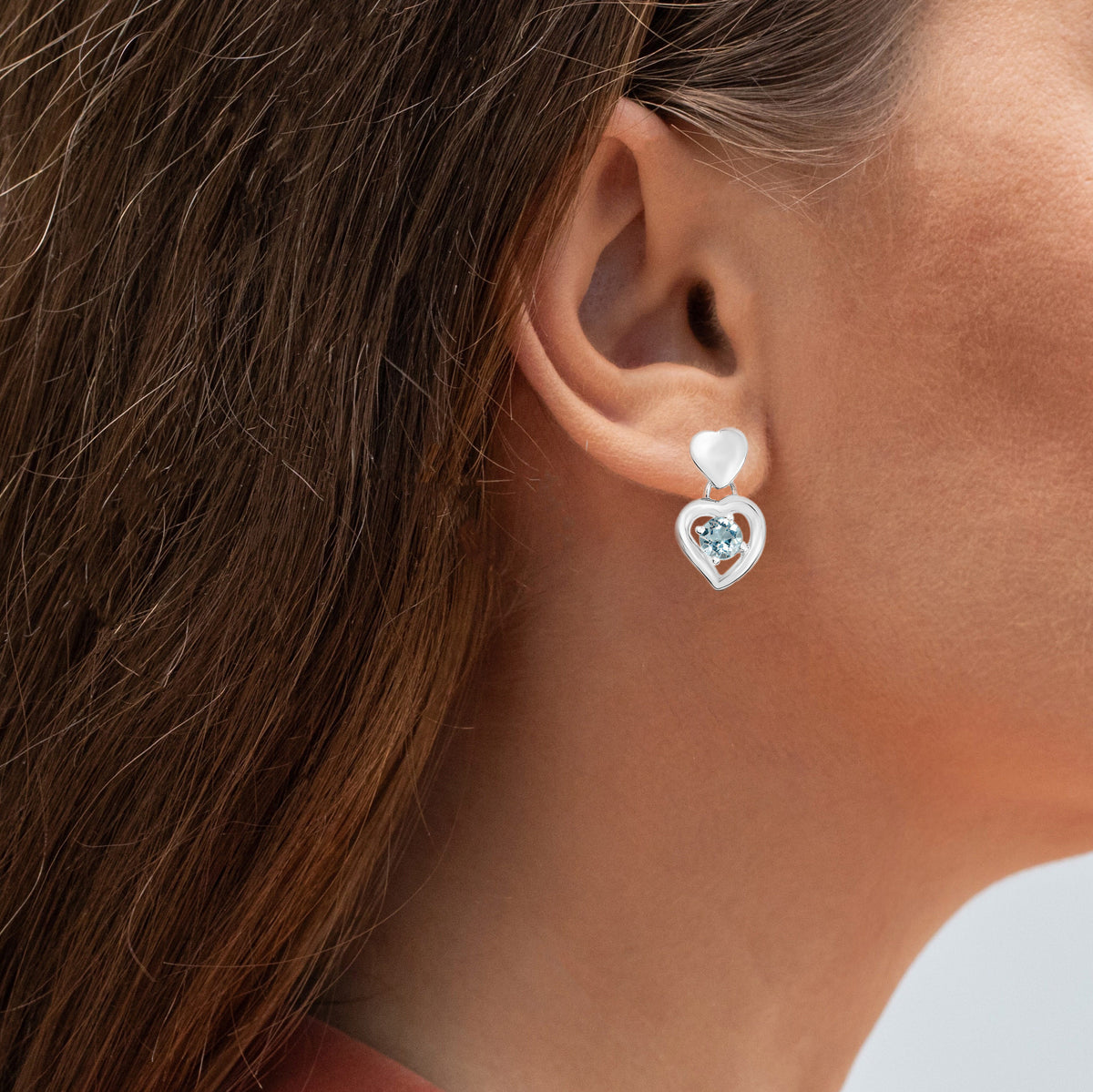 Blue Topaz Heart Earrings 1.88 Carats Sterling Silver
