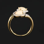 Natural Ethiopian Opal Ring With White Topaz 1.01 Carats Gold Plated Silver