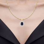 Iolite Pendant With Diamonds 3.98 Carats 14K Yellow Gold