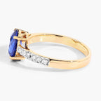Blue Sapphire Ring With Diamonds 2 Carats 18K Yellow Gold