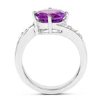 Amethyst Ring With White Topaz 2.48 Carats Sterling Silver