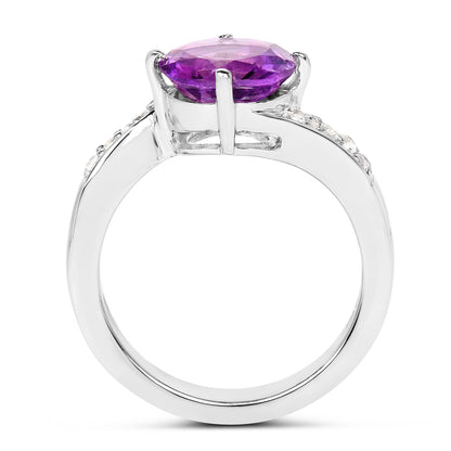 Amethyst Ring With White Topaz 2.48 Carats Sterling Silver