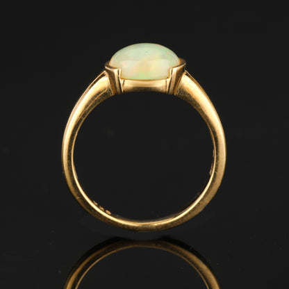 Natural Ethiopian Opal Ring 1 Carat Gold Plated Silver