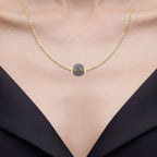 Grey Moonstone Pendant 16.7 Carats Gold Plated Silver