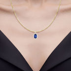 Blue Sapphire Pendant With Diamonds 2.26 Carats 18K Yellow Gold