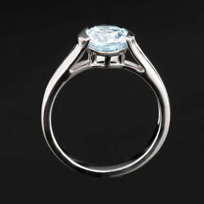 Blue Topaz Ring 2 Carats Sterling Silver