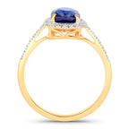 Blue Sapphire Ring With Diamonds 2.14 Carats 18K Yellow Gold