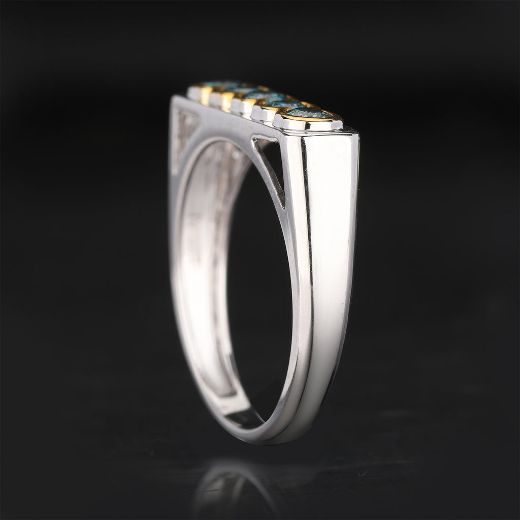 Blue Diamond Ring 0.5 Carats 9K Yellow & White Gold