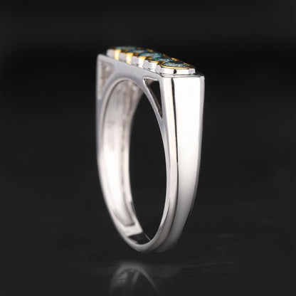 Blue Diamond Ring 0.5 Carats 9K Yellow & White Gold