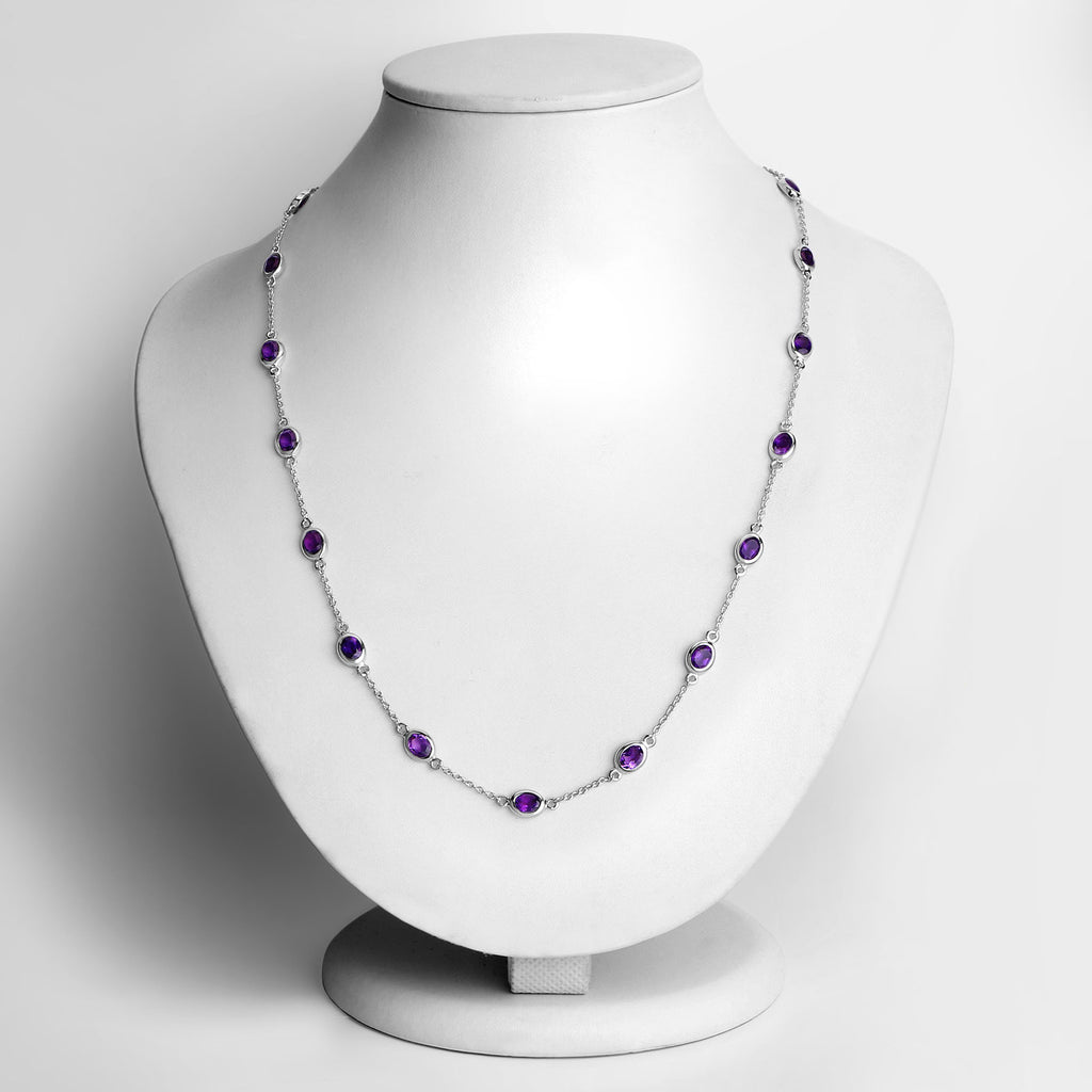 Amethyst Necklace 6.1 Carats Sterling Silver