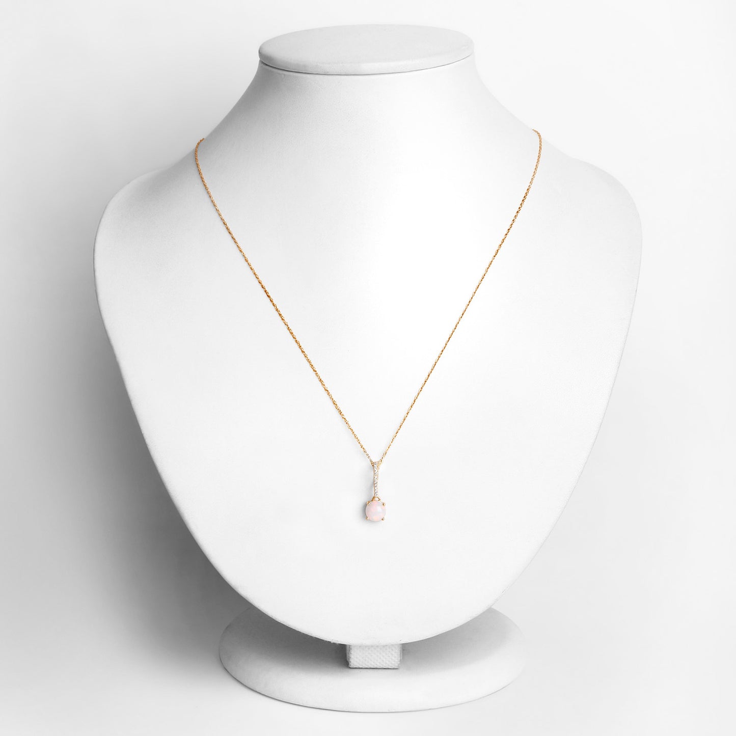 Natural Opal Pendant With Diamonds 0.5 Carats 10K Yellow Gold