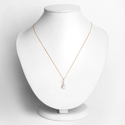 Natural Opal Pendant With Diamonds 0.5 Carats 10K Yellow Gold