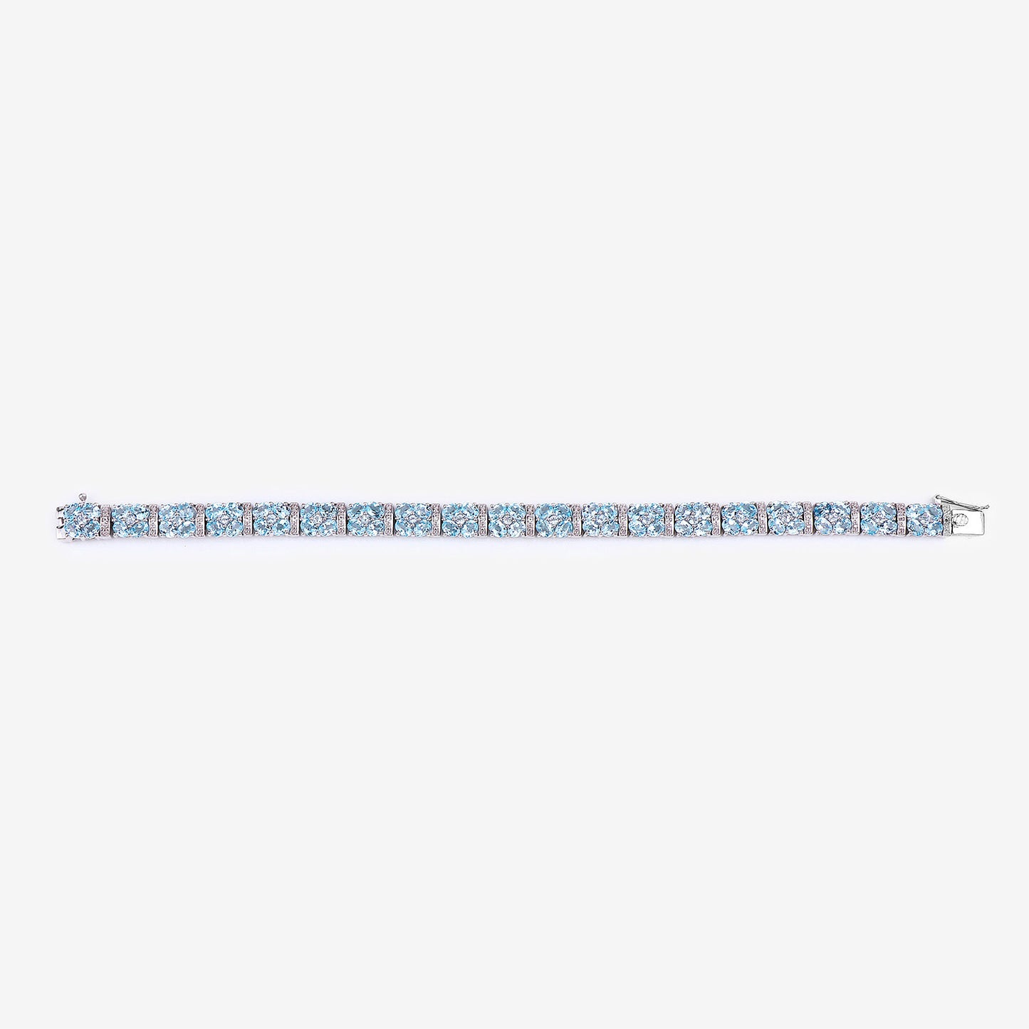 Blue Topaz Tennis Bracelet White Topaz 15 Carats Sterling Silver