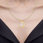 Citrine Witch Pendant With White Topaz 0.98 Carats Gold Plated Silver
