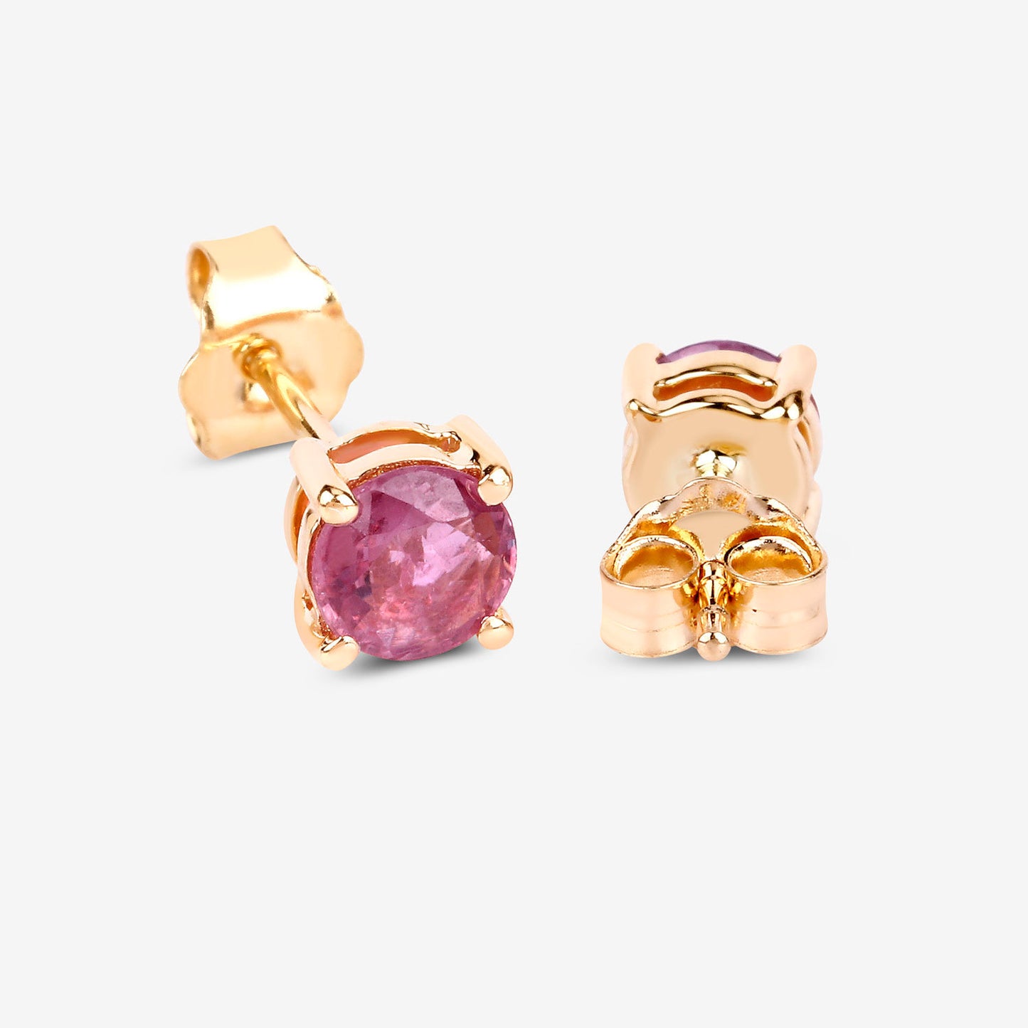 Pink Sapphire Stud Earrings 1.29 Carats 10K Yellow Gold