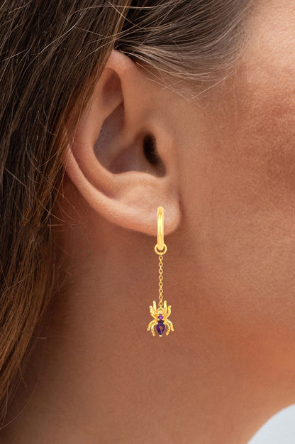 Amethyst Spider Earrings 0.4 Carats Gold Plated Silver