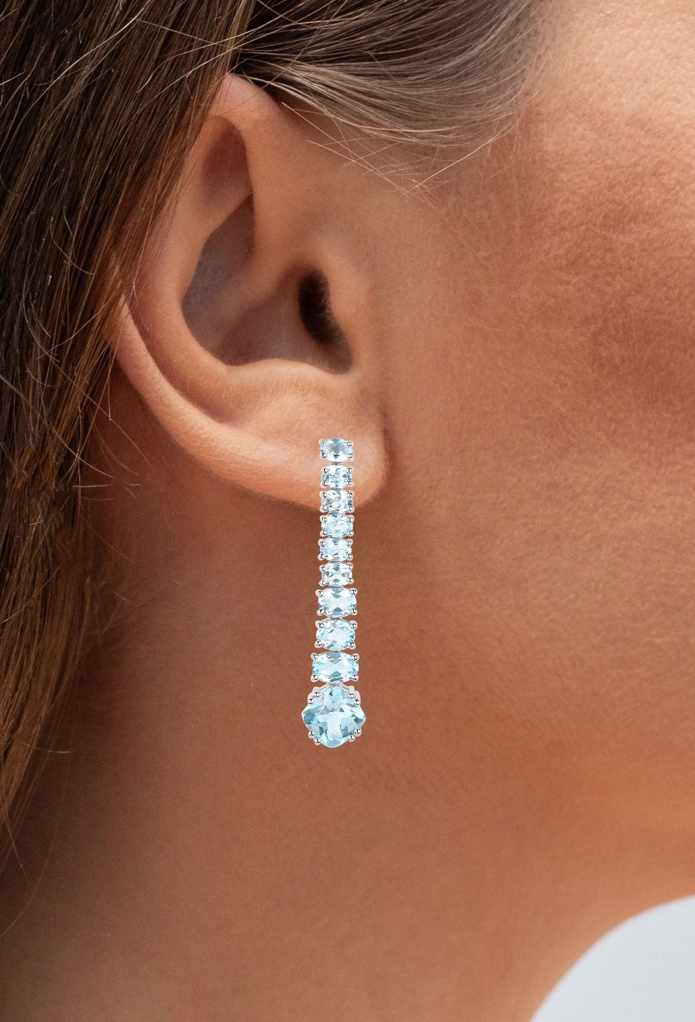 Blue Topaz Dangle Earrings 8.5 Carats 18K Gold Plated Silver