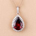 Rhodolite Garnet Pendant With Diamonds 3.26 Carats 14K Rose Gold