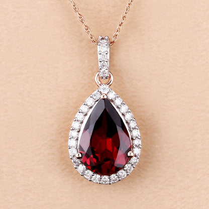 Rhodolite Garnet Pendant With Diamonds 3.26 Carats 14K Rose Gold